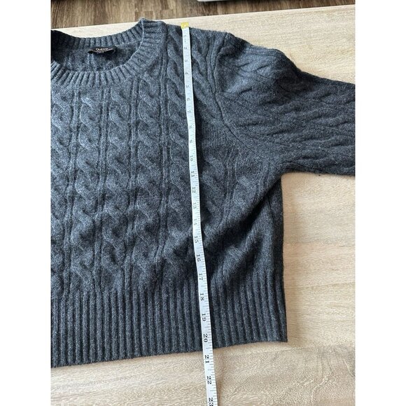 Quince Mongolian Cashmere Shrunken Cable Crewneck Sweater Charcoal XL - Picture 5 of 7